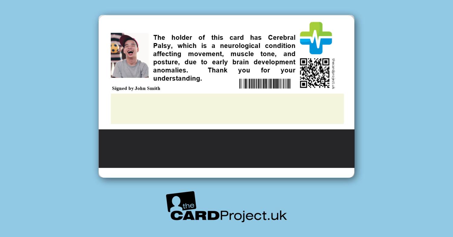 Premium Cerebral Palsy Medical ID Card (REAR)